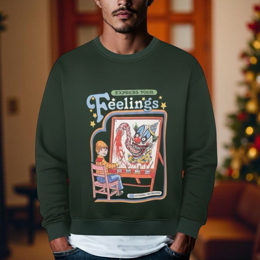 NWOT Unisex Feelings Child Activities Painting Horror Humor Sweatshirt Size XL